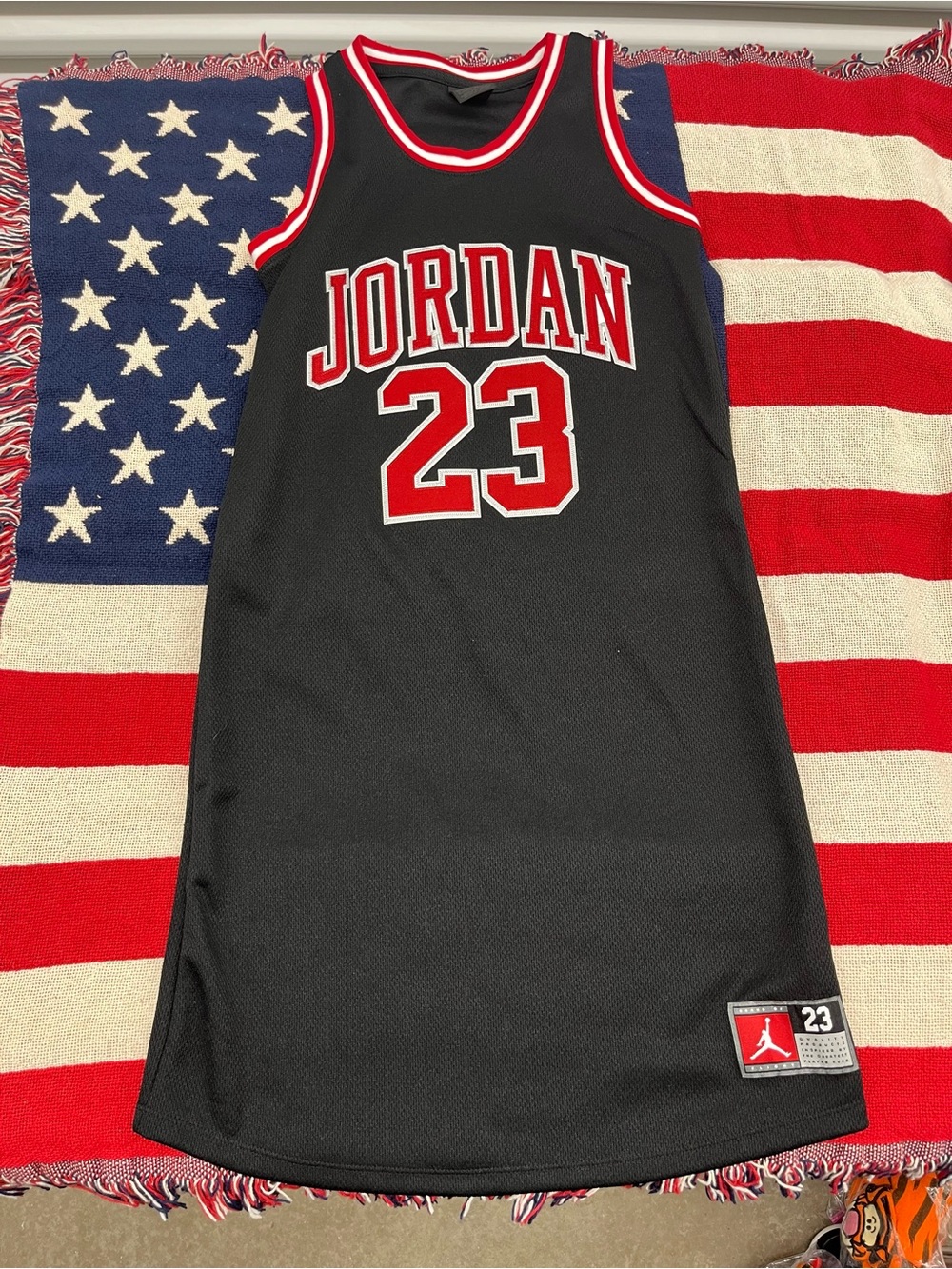 Jordan Black Dress with Red & White Trim, Number 23 Girls Size Large 14/16